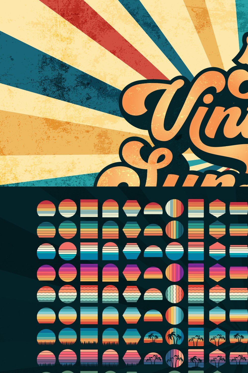 500 Retro SVG Vintage Sunsets Bundle pinterest preview image.