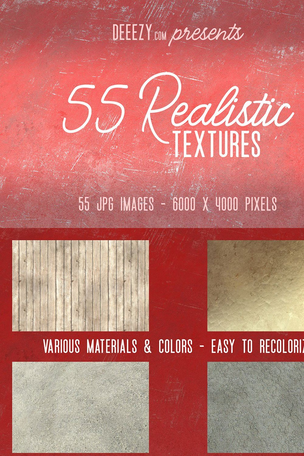55 Realistic Textures pinterest preview image.