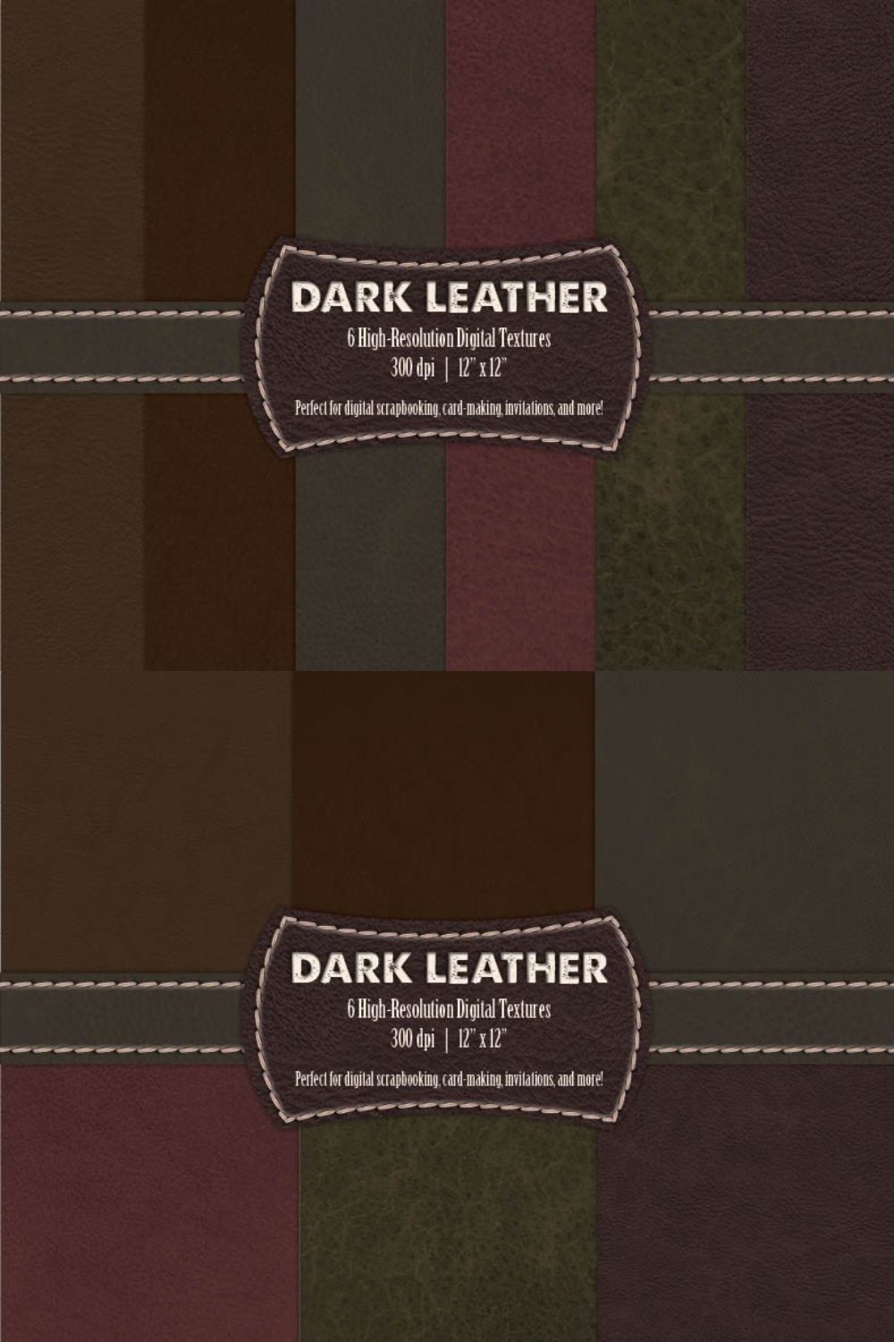 6 Dark Leather Digital Textures pinterest preview image.