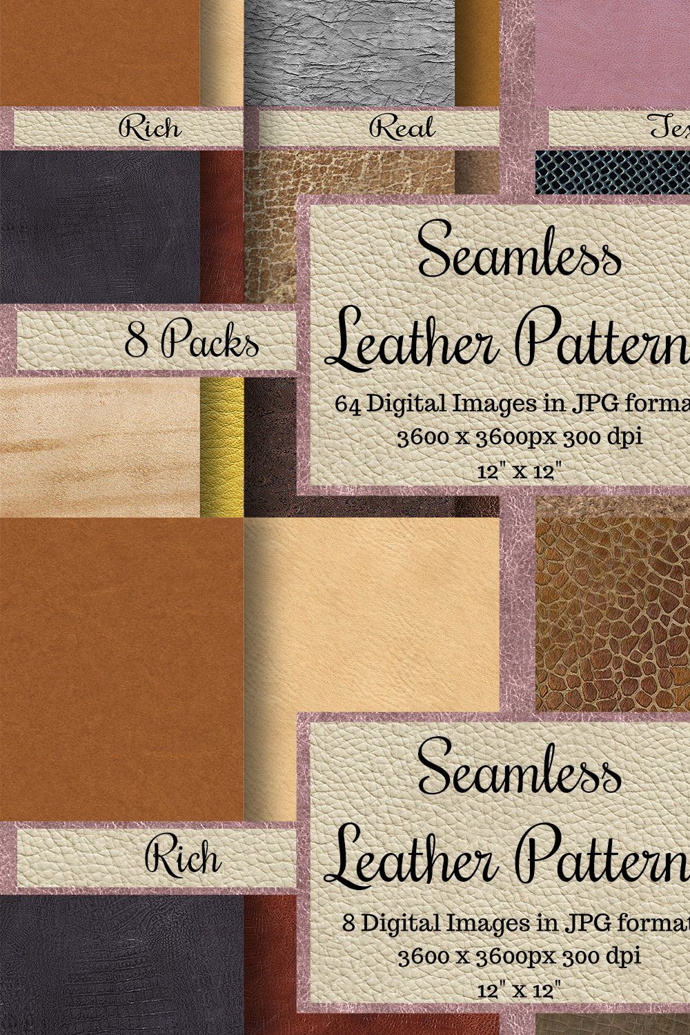 64 Seamless Leather Patterns Set 1 pinterest preview image.