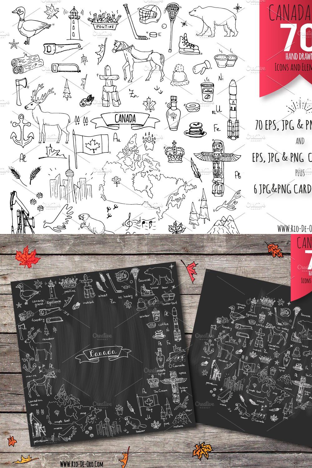 70 CANADA hand drawn elements! pinterest preview image.