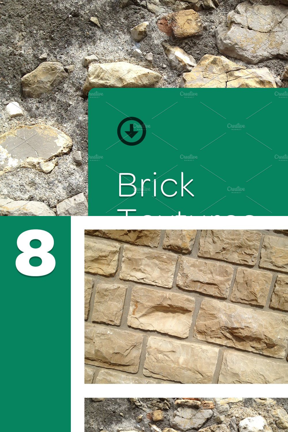 8 Brick Textures pinterest preview image.