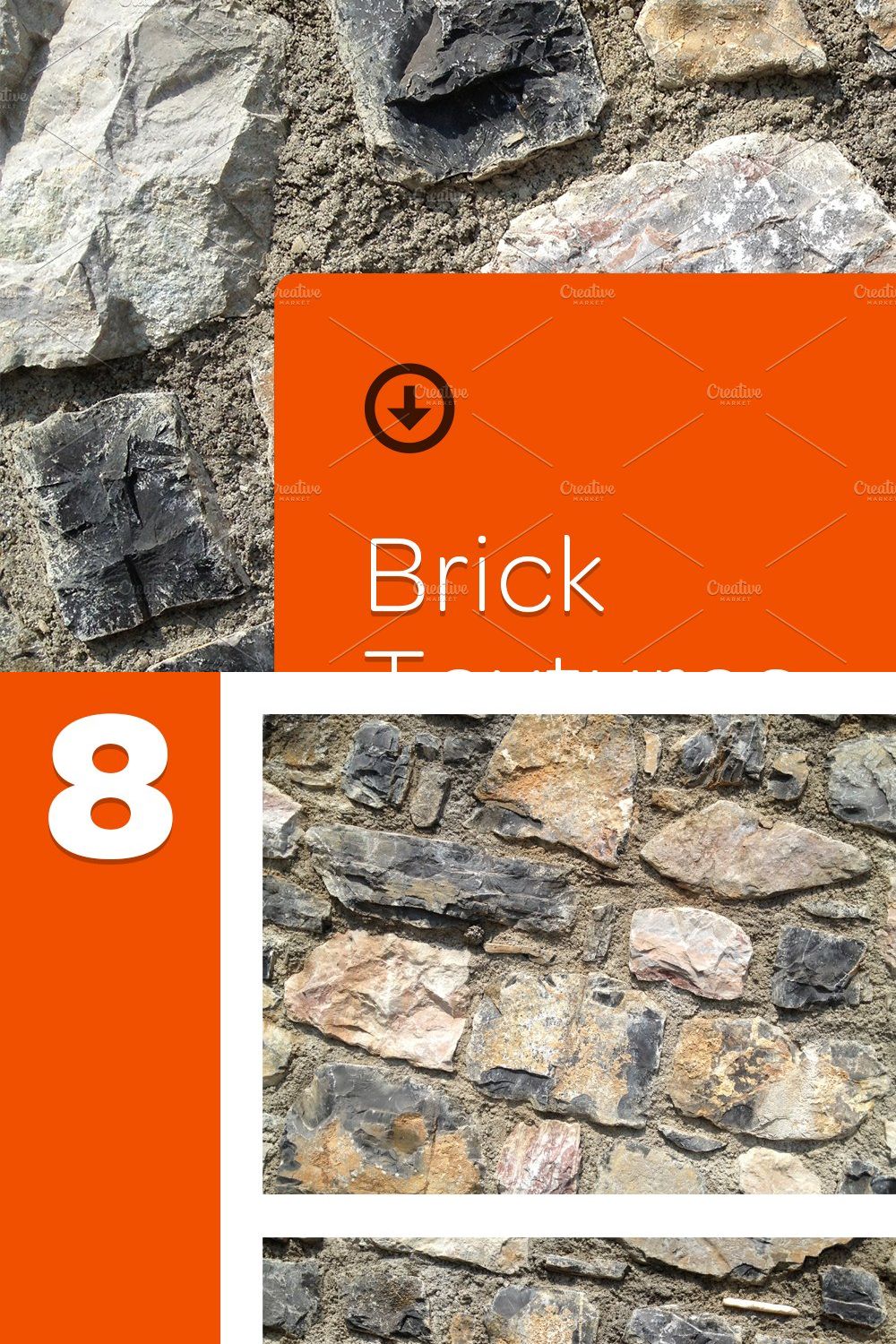 8 Brick Textures pinterest preview image.