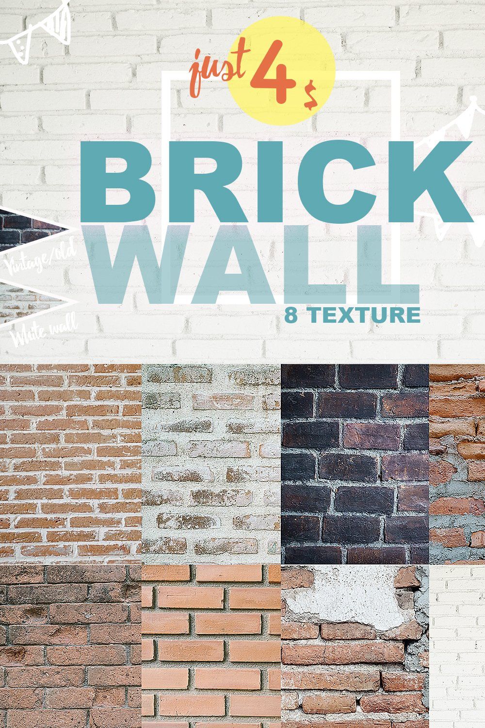8 Brick wall texture selected pinterest preview image.