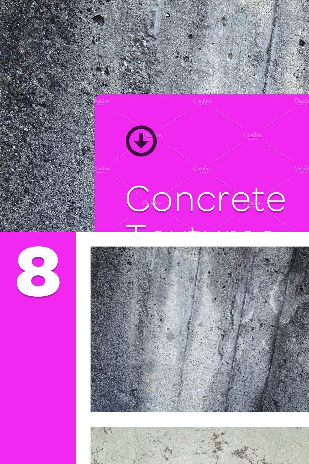 8 Concrete Textures pinterest preview image.