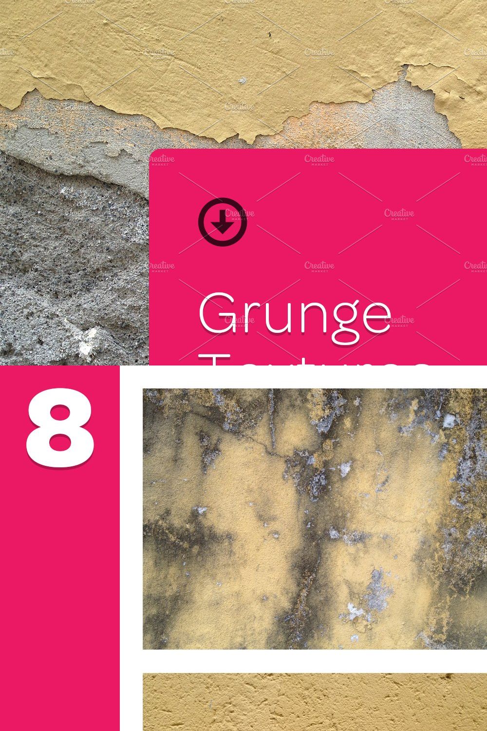 8 Grunge Textures pinterest preview image.