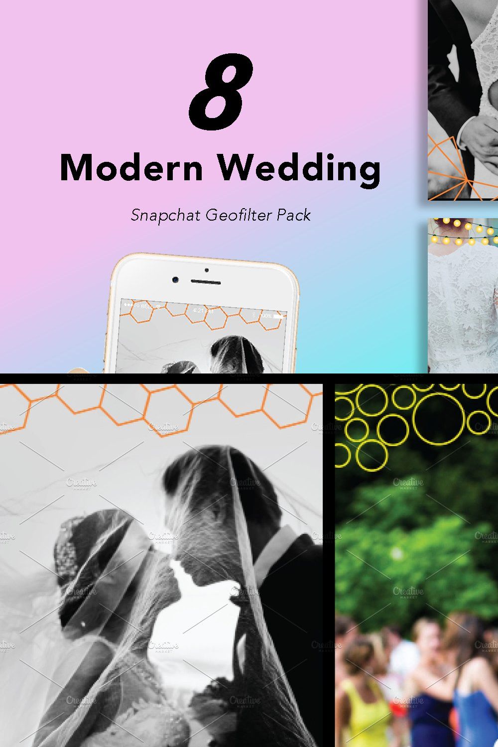 8 Modern Wedding Geofilters Pack pinterest preview image.