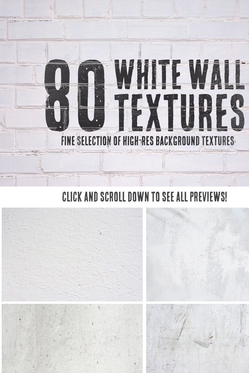 80 White Wall Textures Bundle pinterest preview image.