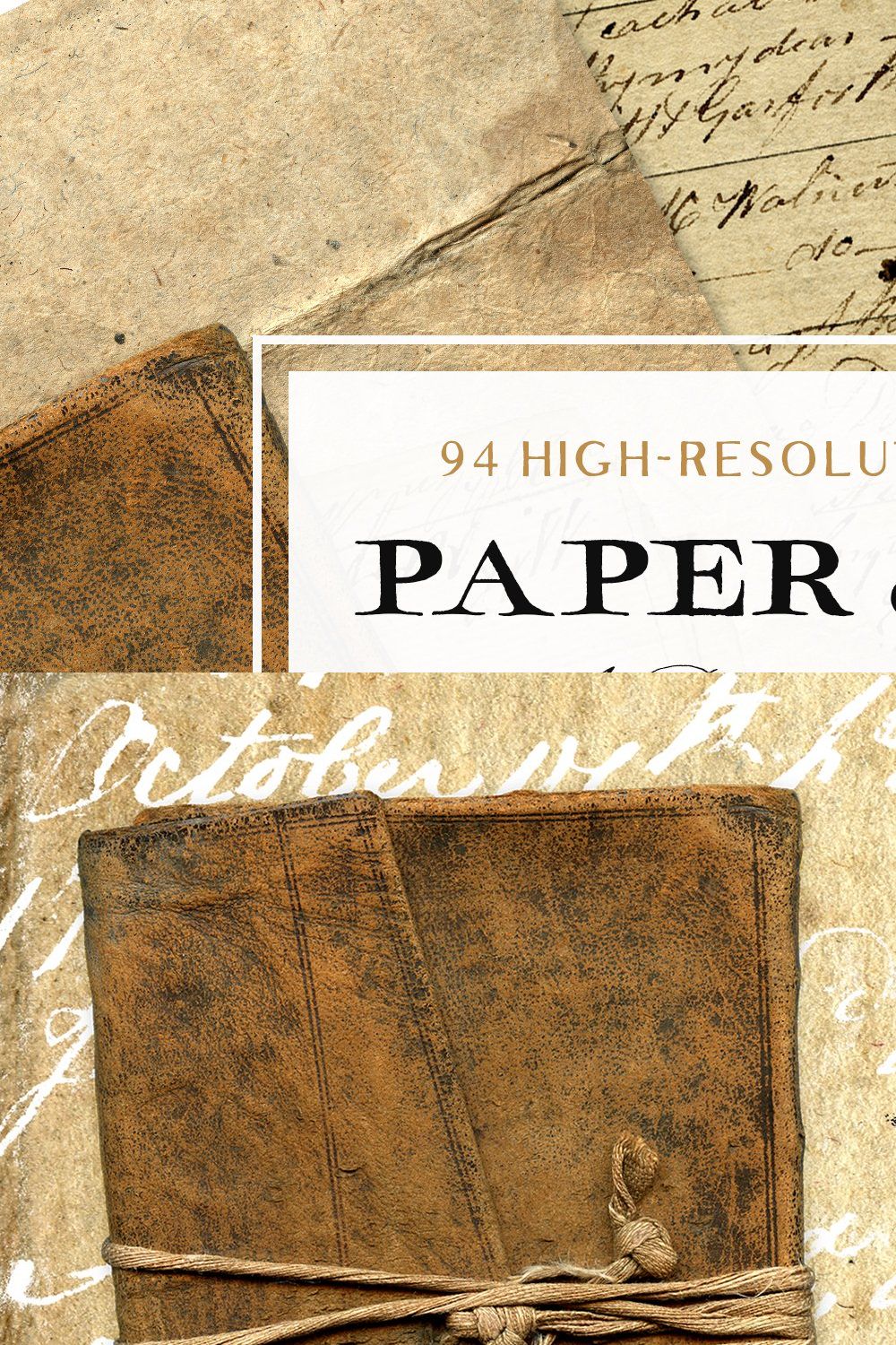 94 Vintage Leather & Paper Textures pinterest preview image.