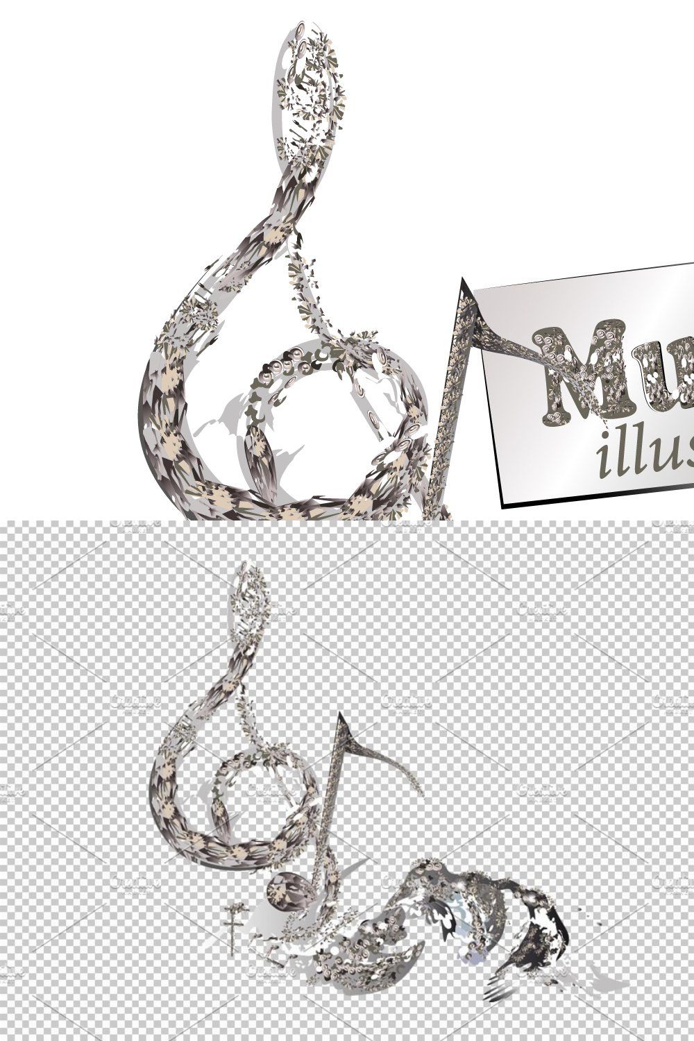 Abstract diamond treble clef. pinterest preview image.