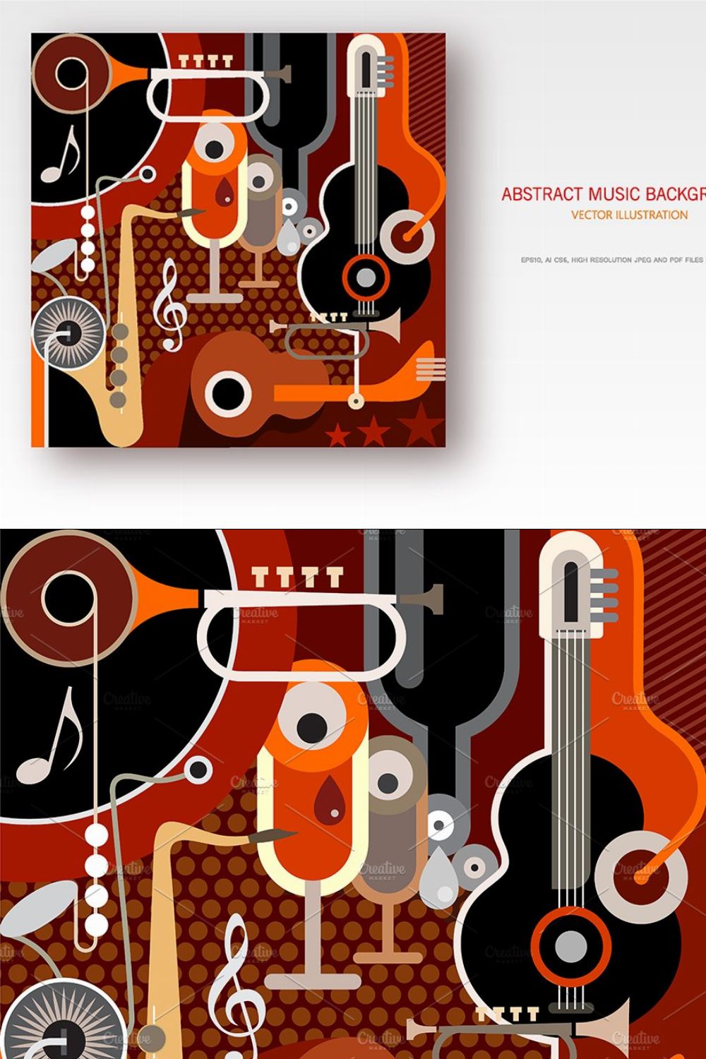 Abstract Music Background vector pinterest preview image.