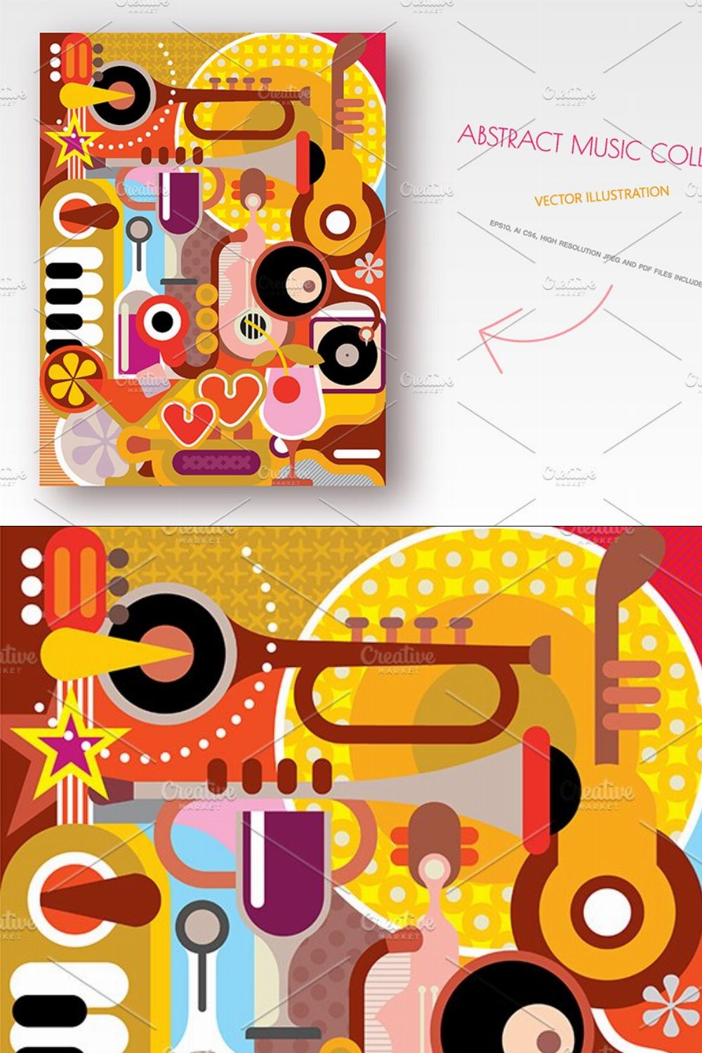 Abstract Music Collage pinterest preview image.