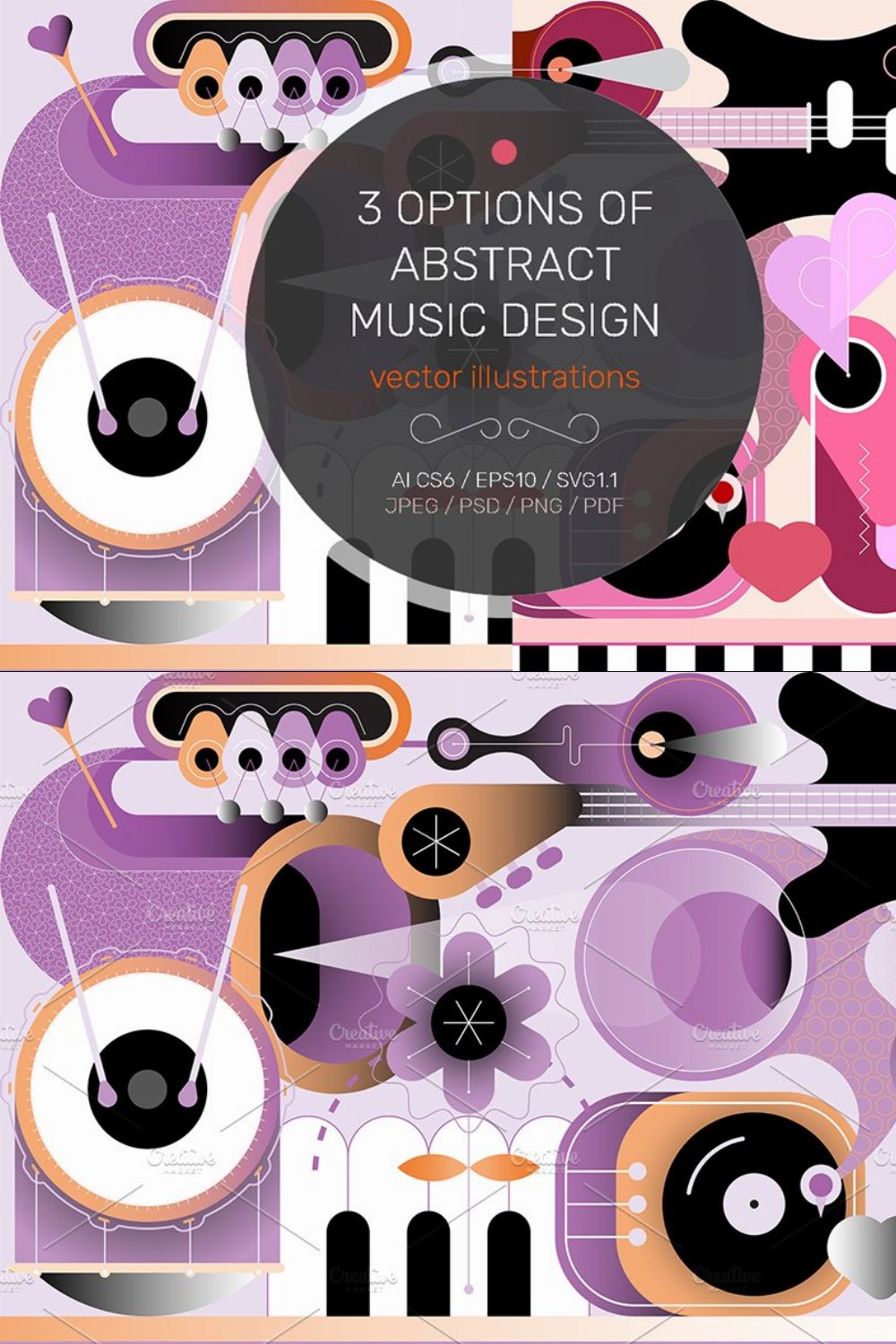 Abstract Music Design vector artwork pinterest preview image.