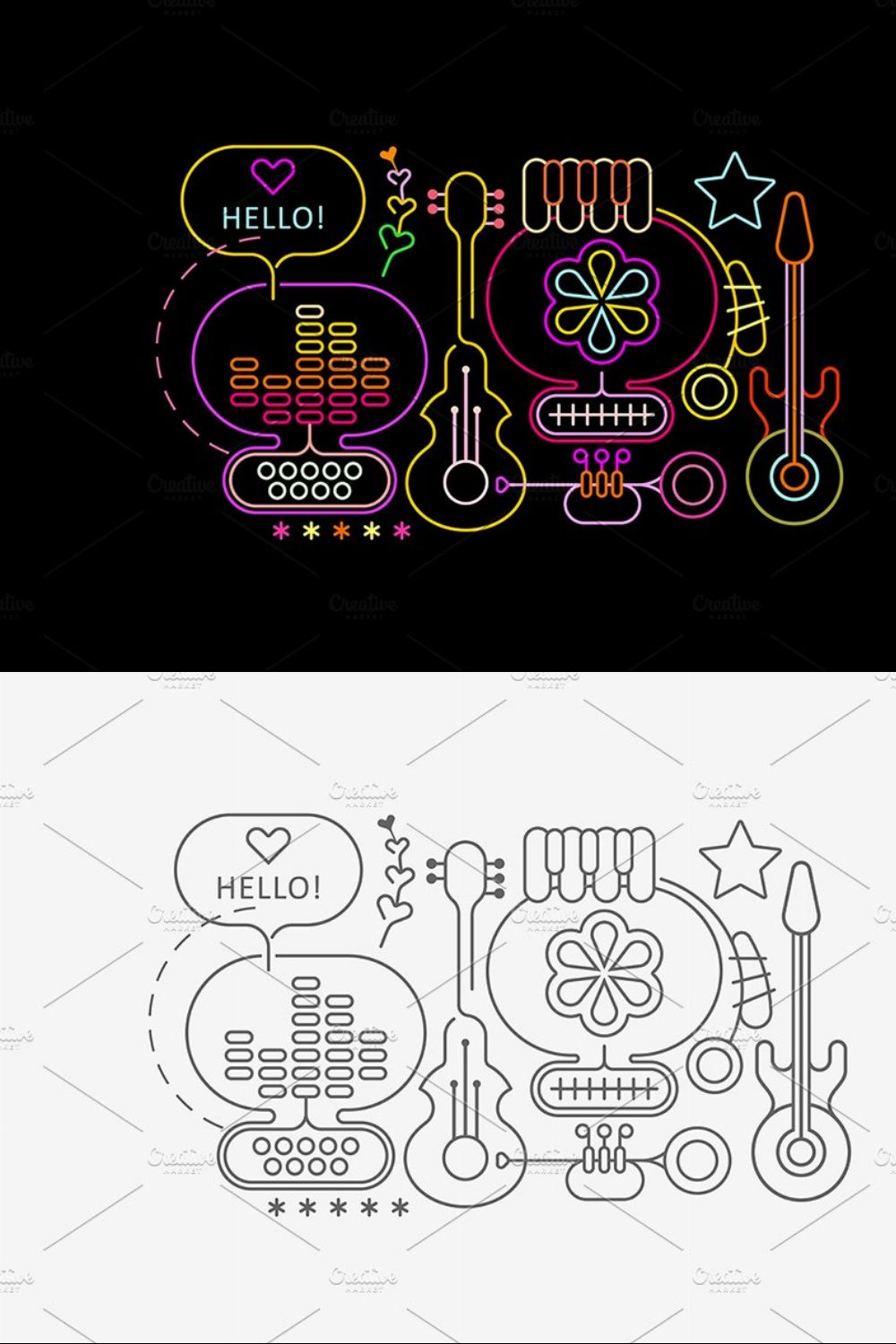 Abstract Musical Design (3 options) pinterest preview image.