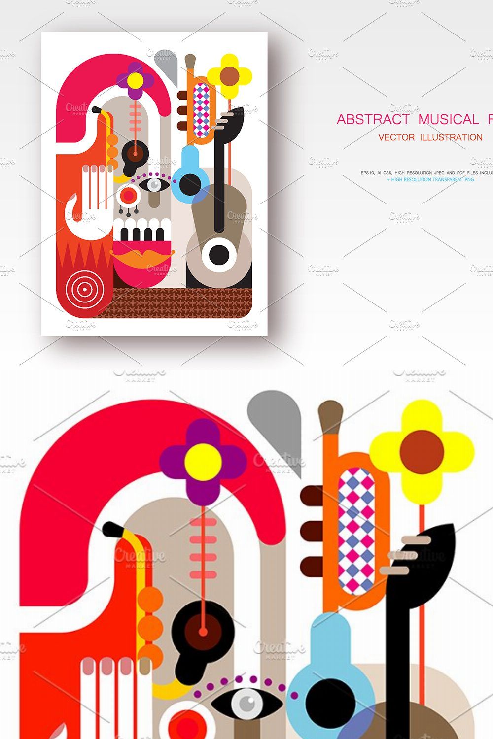 Abstract Musical Face vector artwork pinterest preview image.