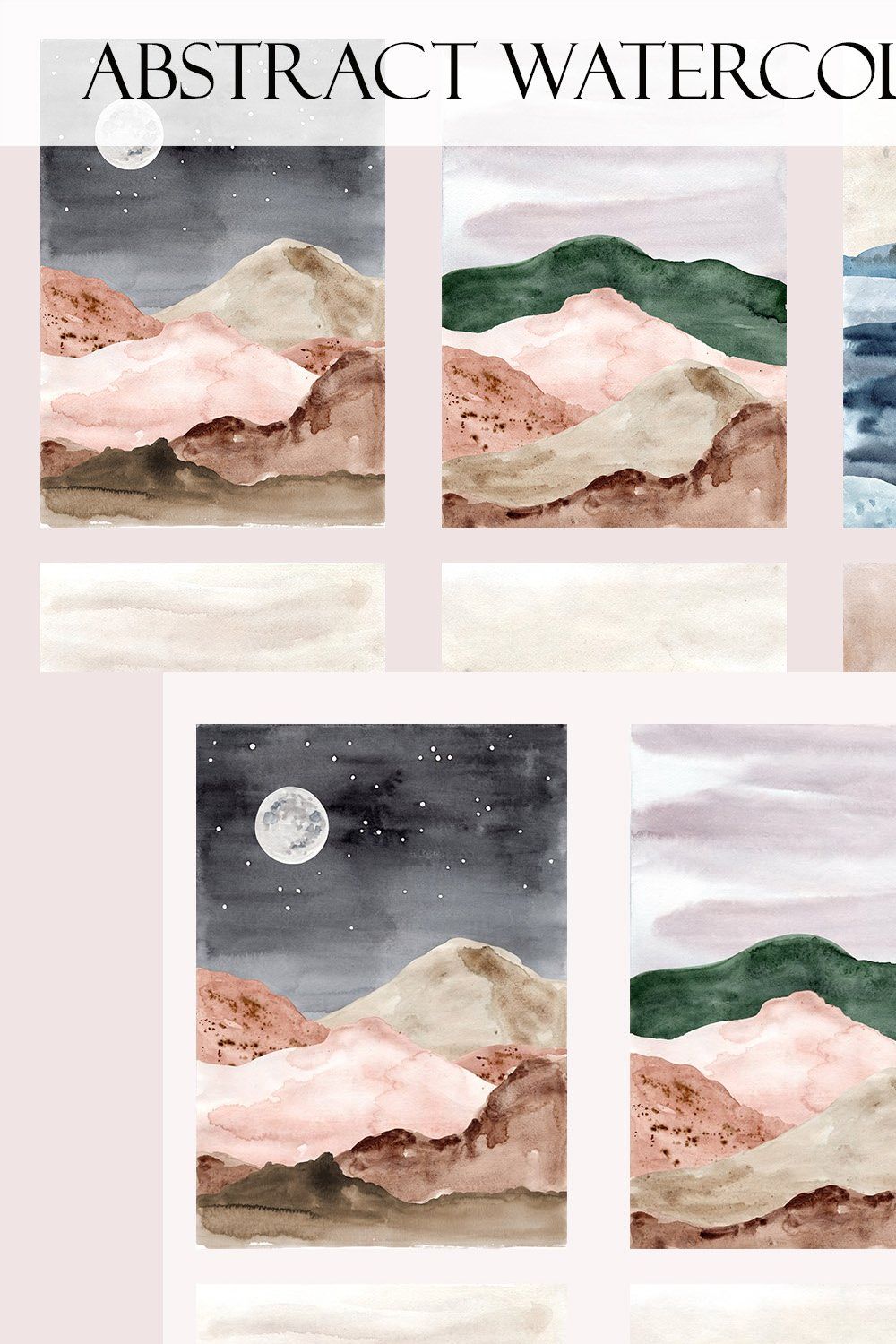 Abstract Watercolor Landscape Prints pinterest preview image.