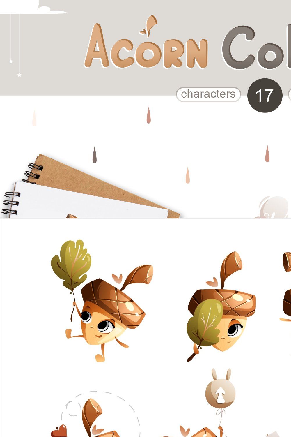 Acorn Character Collection pinterest preview image.