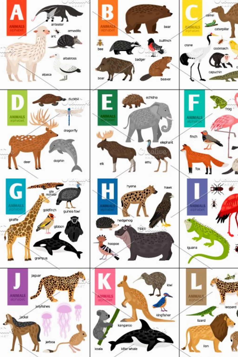 Alphabet with Animals pinterest preview image.