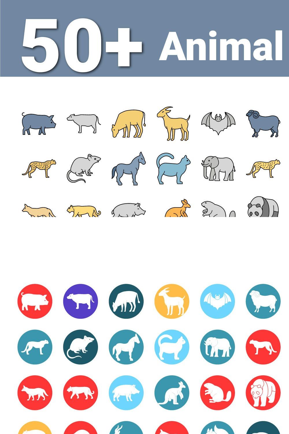 Animal Icons pinterest preview image.