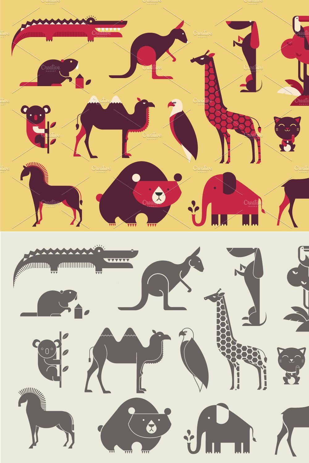Animal icons pinterest preview image.
