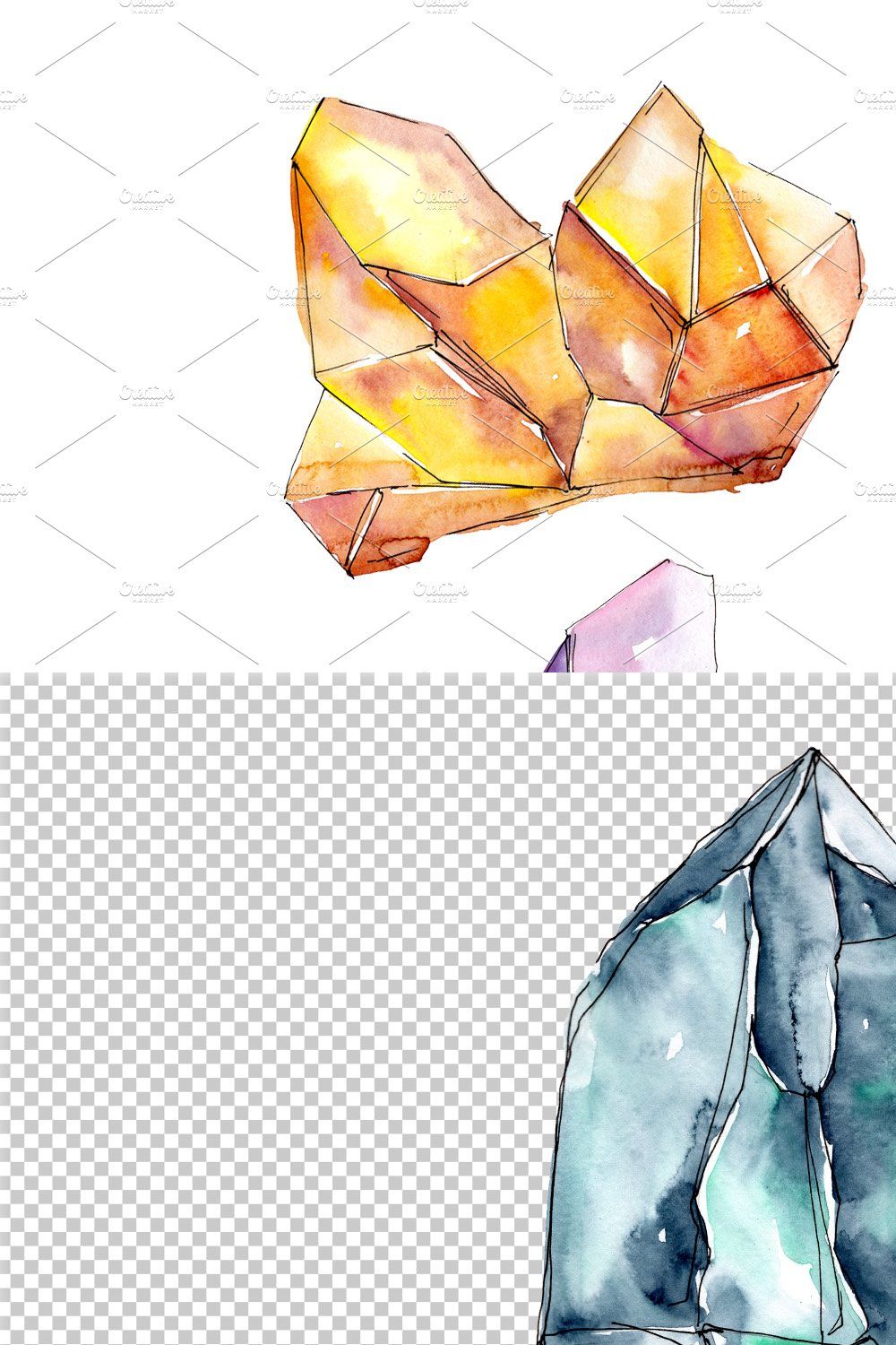 Aquarelle colorful geometric crystal pinterest preview image.