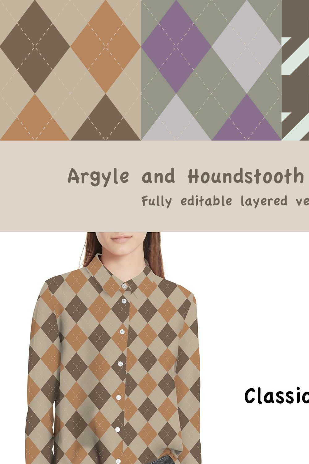 Argyle and Houndstooth Patterns pinterest preview image.