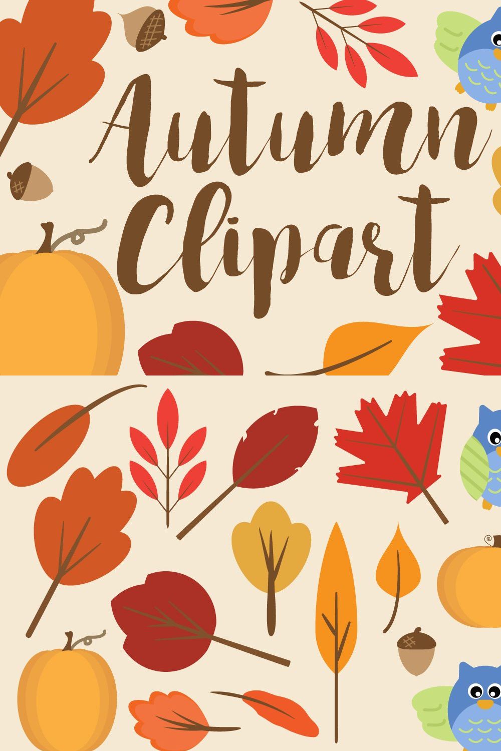 Autumn Clip Art pinterest preview image.