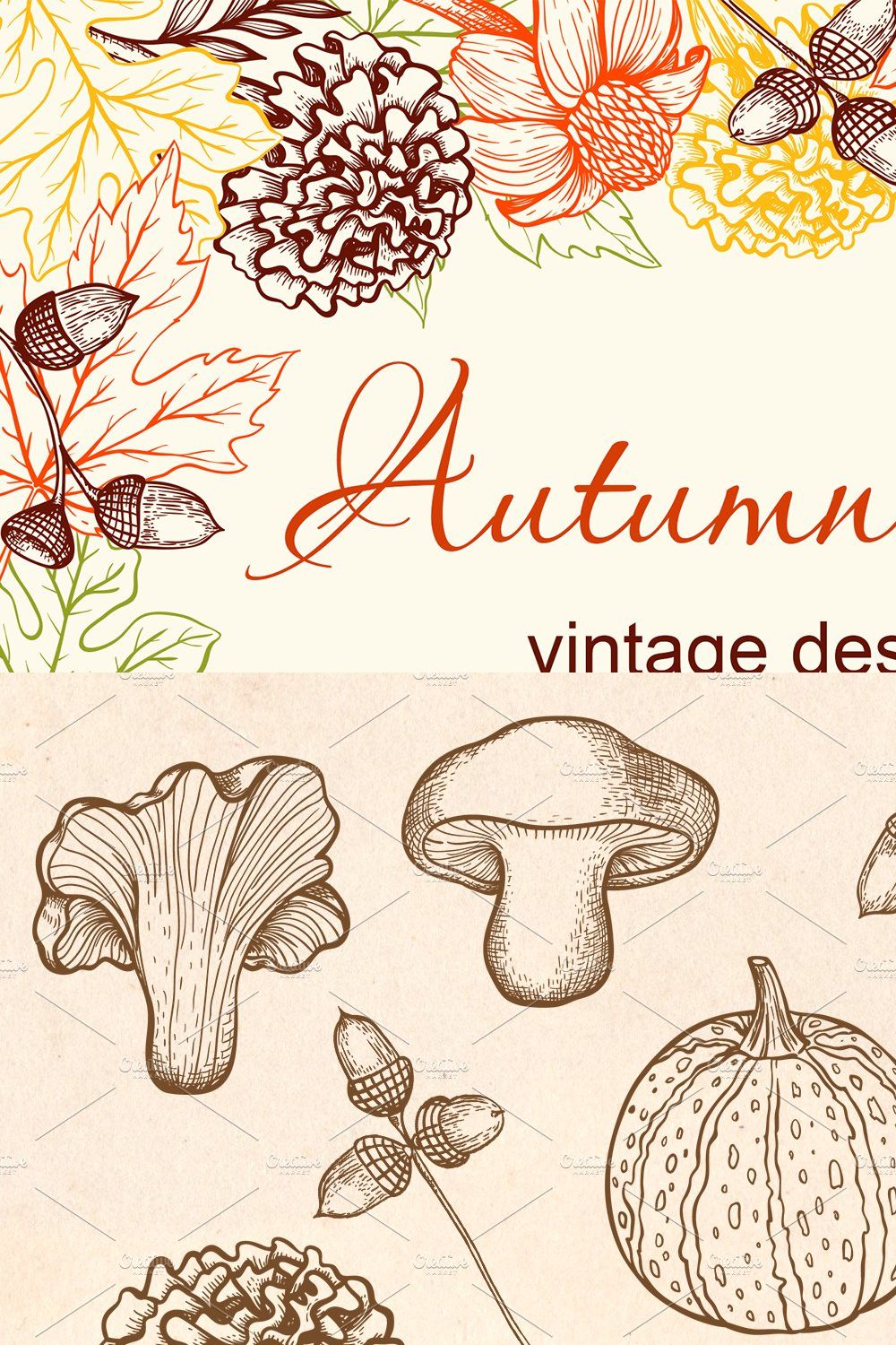 Autumn Colors Vintage Design Kit pinterest preview image.