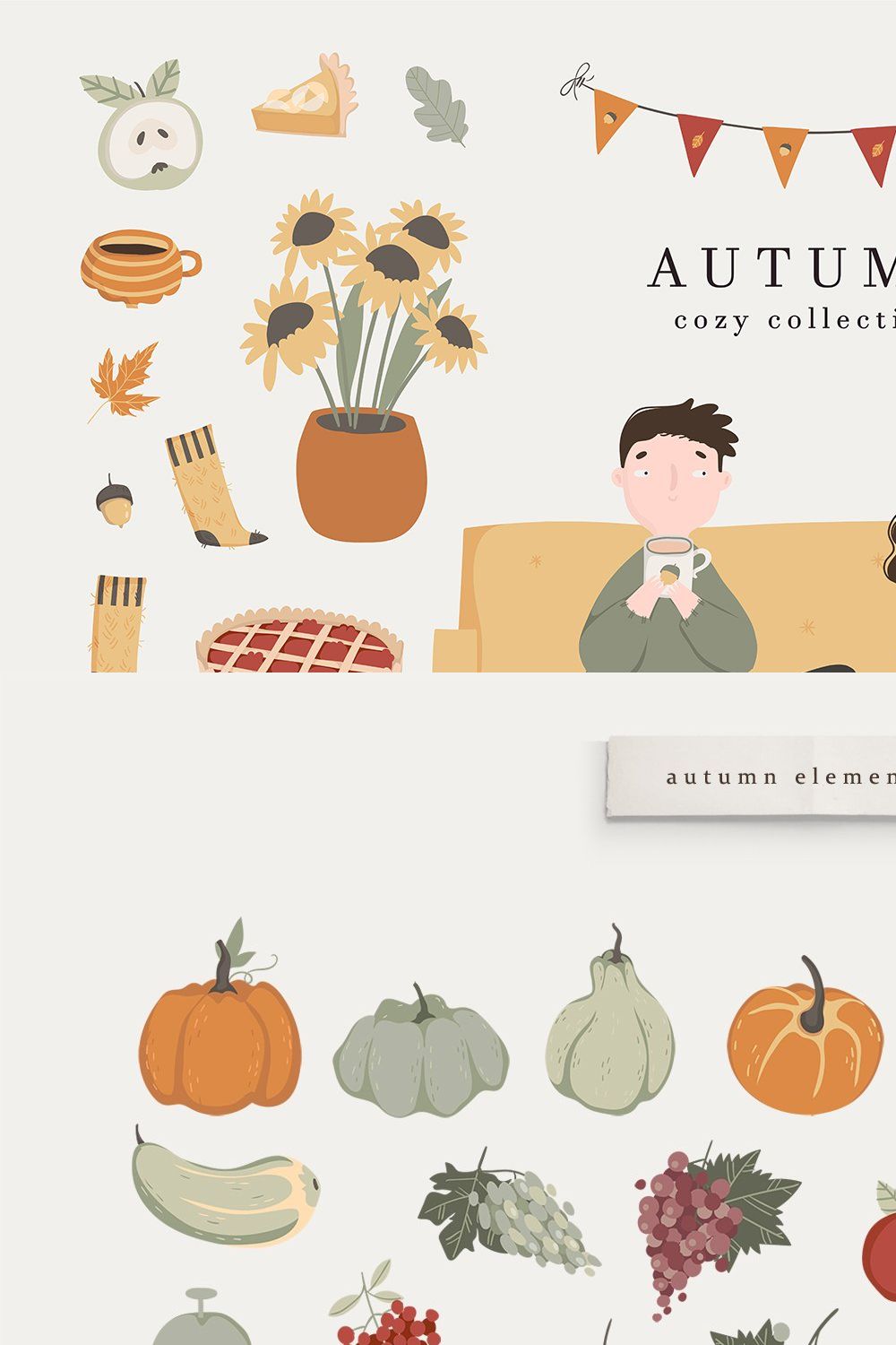Autumn cozy collection: card creator pinterest preview image.
