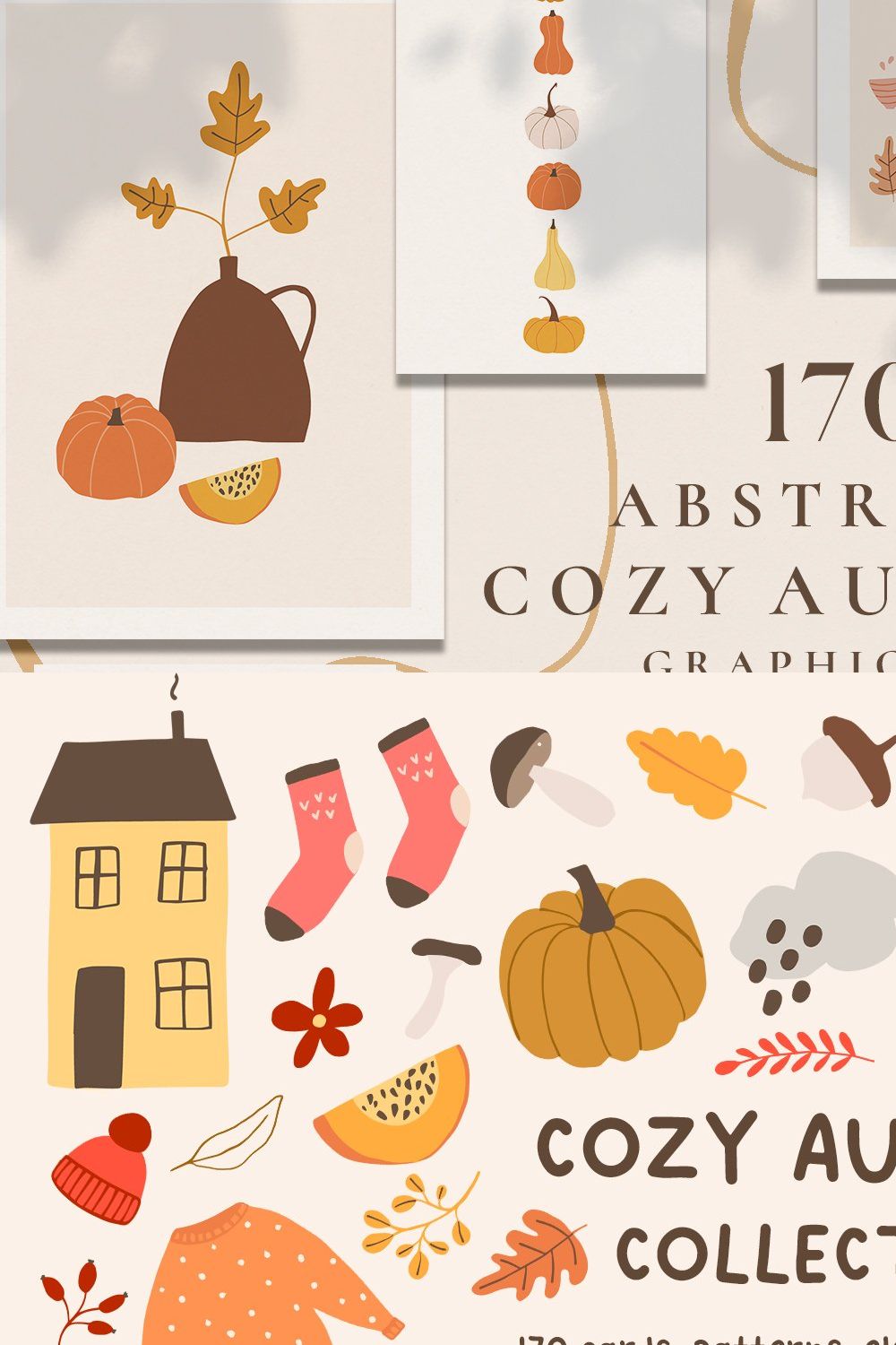 AUTUMN cozy fall season graphic set pinterest preview image.