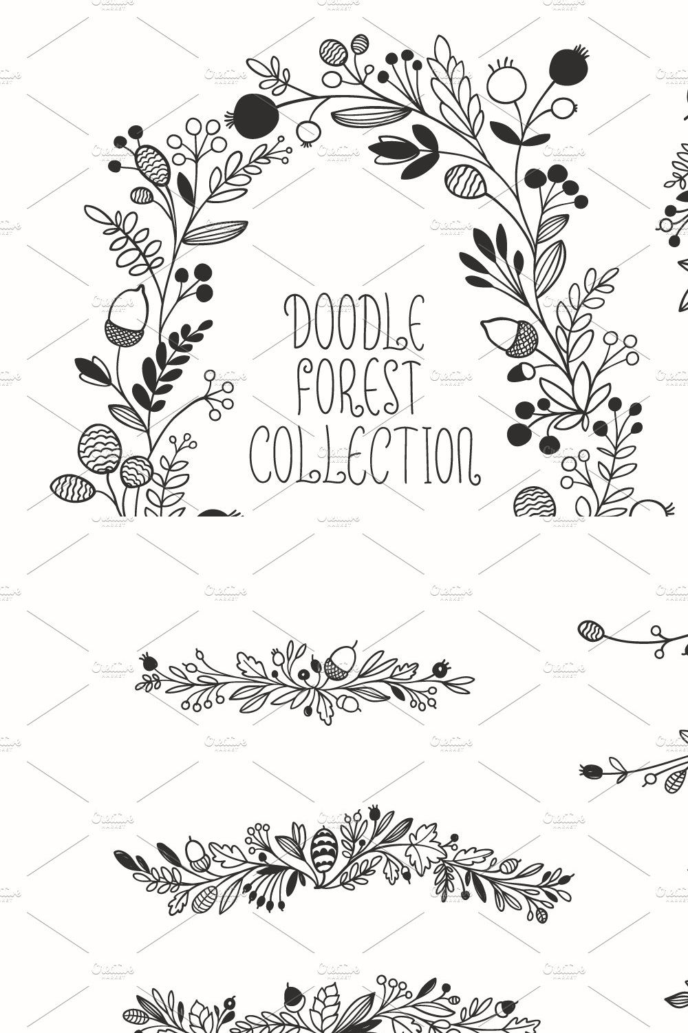 Autumn Floral Vector Drawings pinterest preview image.