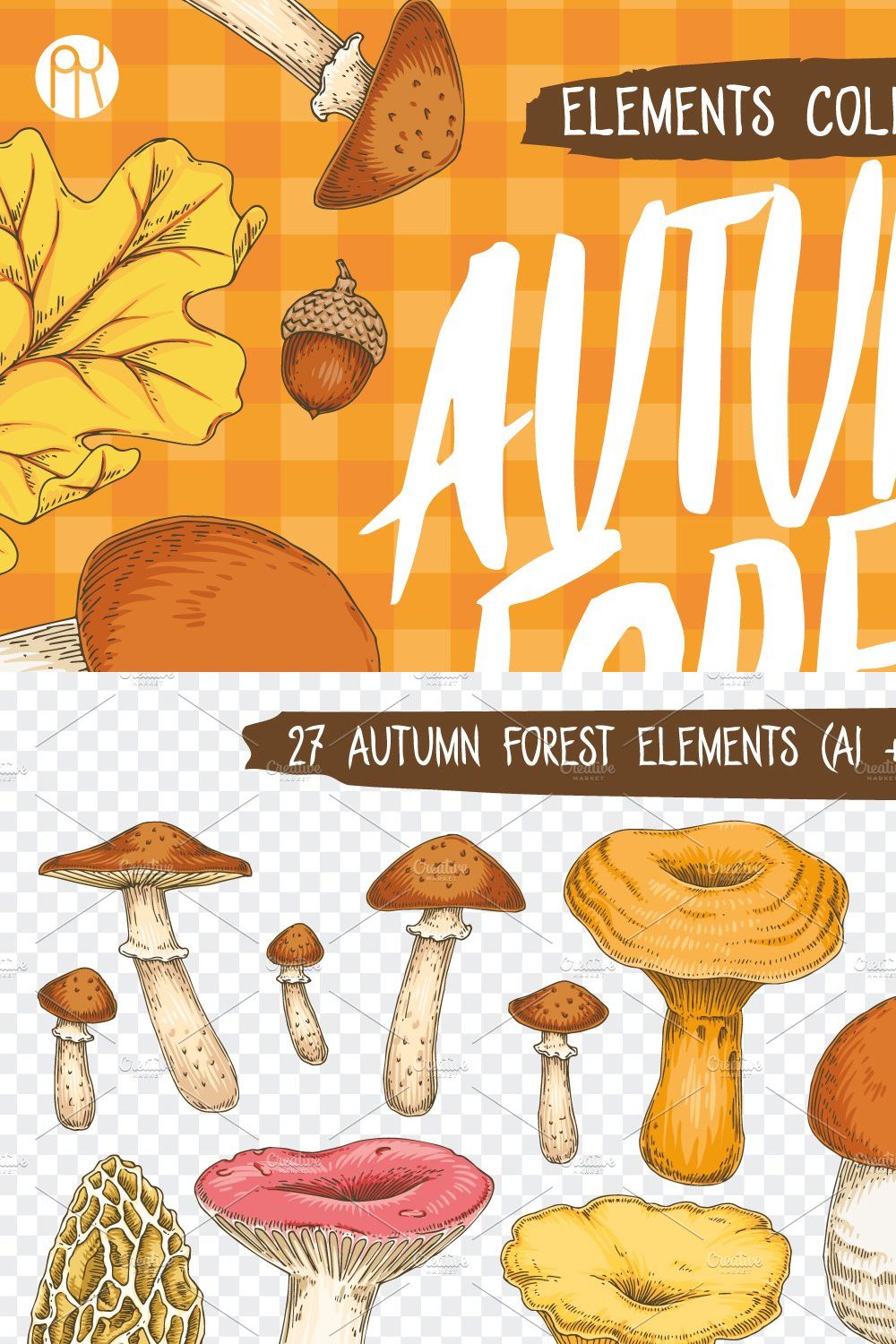 Autumn Forest Elements Collection pinterest preview image.