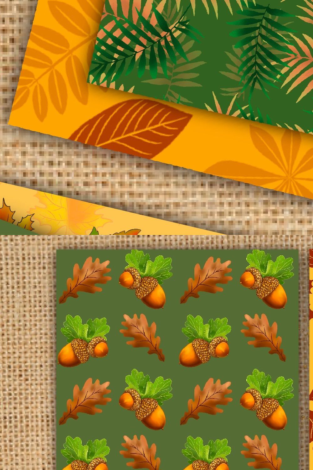 Autumn seamless patterns pinterest preview image.