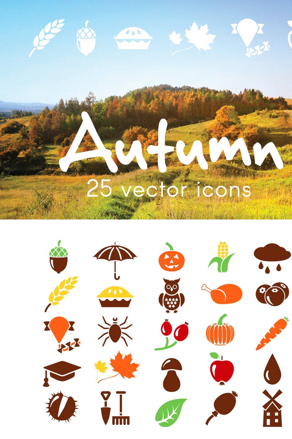 AUTUMN - vector icons pinterest preview image.