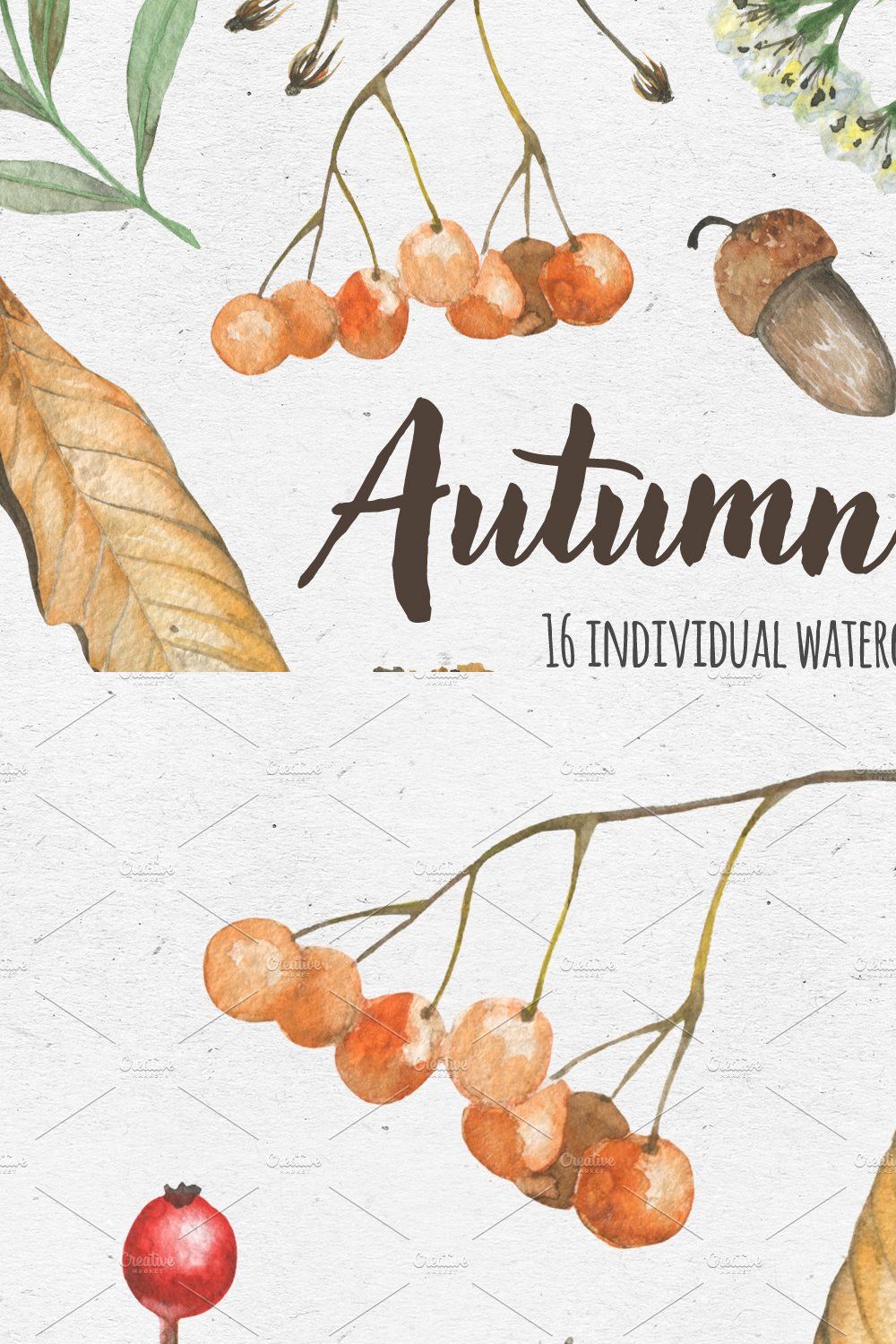 Autumn vibes. Watercolor set pinterest preview image.