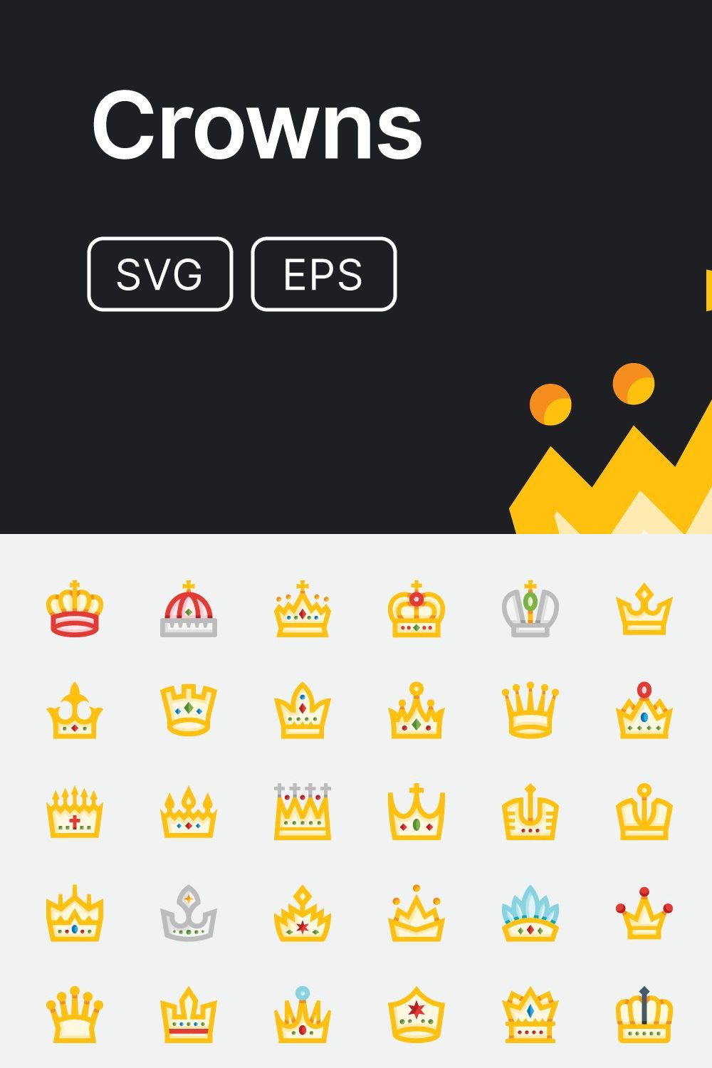 Basicons / Crown Icons pinterest preview image.