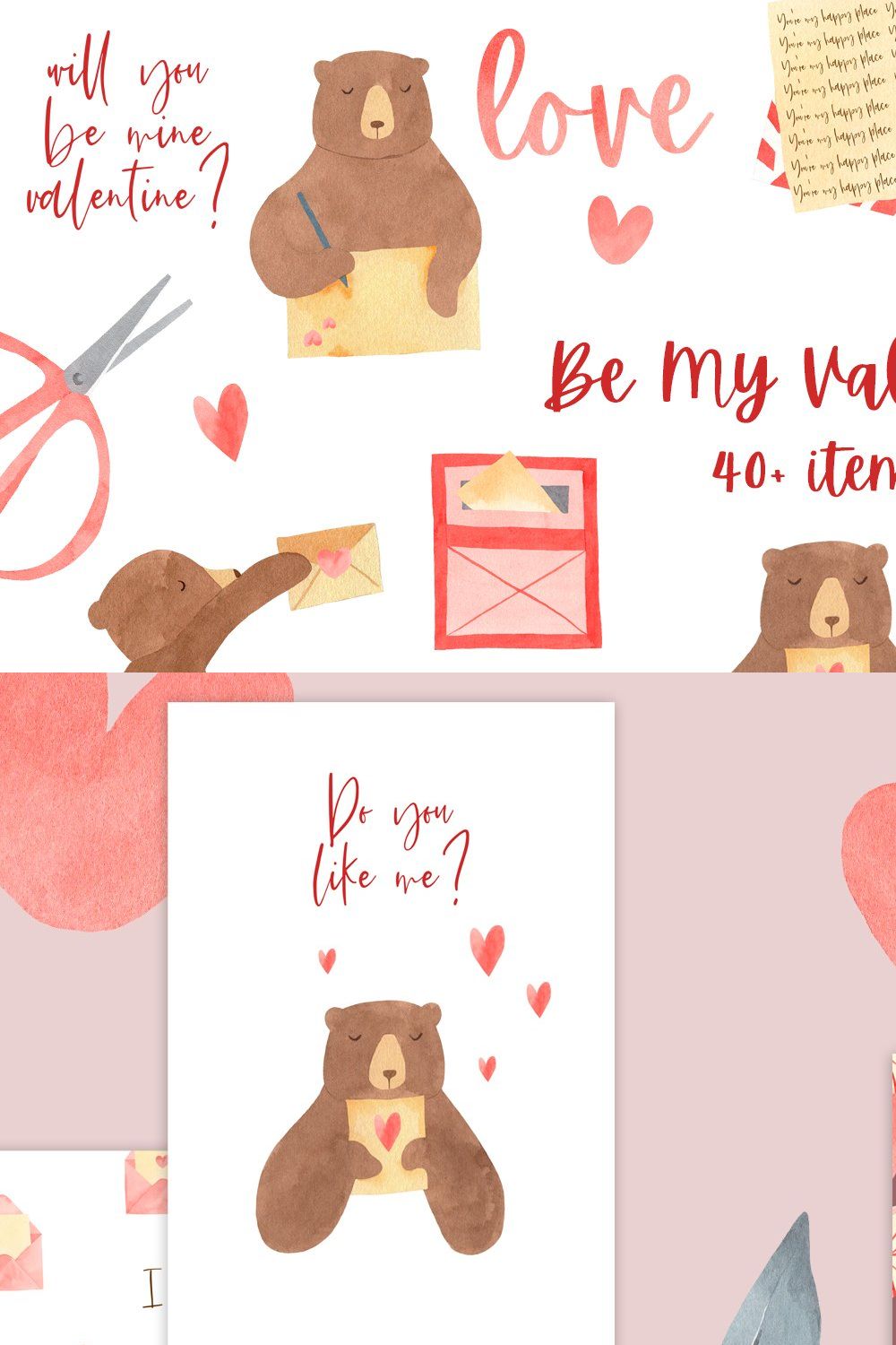 Be My Valentine Clipart pinterest preview image.