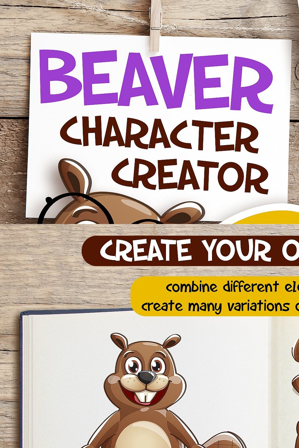 Beaver character creator + lettering pinterest preview image.