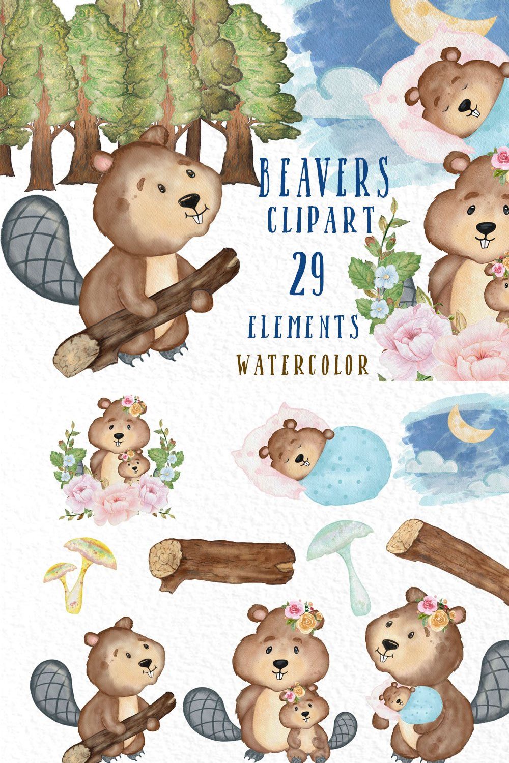 Beaver clipart Cute forest animals pinterest preview image.