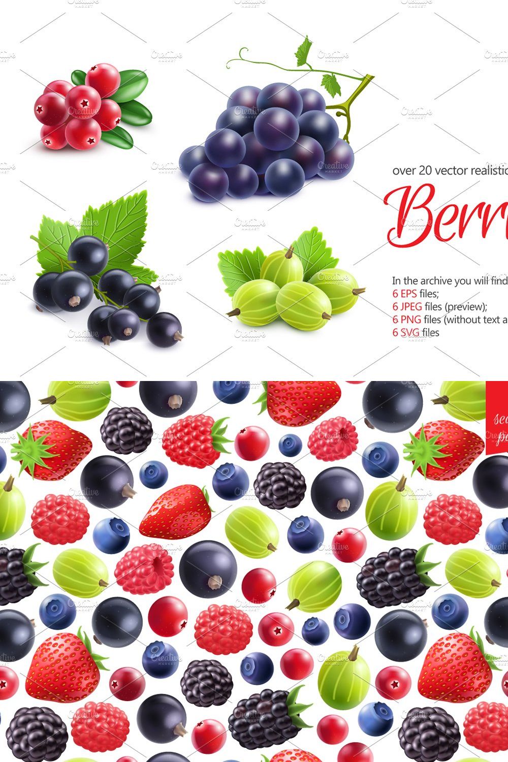 Berries Realistic Set pinterest preview image.