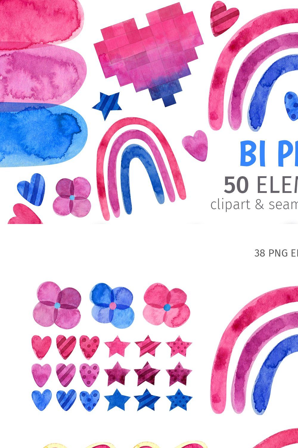 Bisexual pride clipart and patterns pinterest preview image.