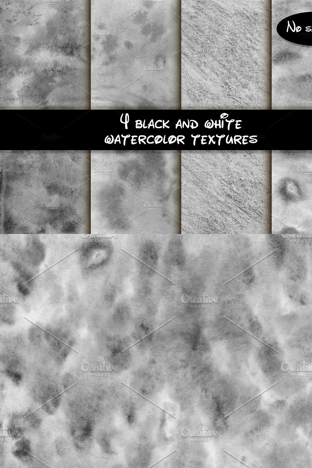 Black and white watercolor texture pinterest preview image.