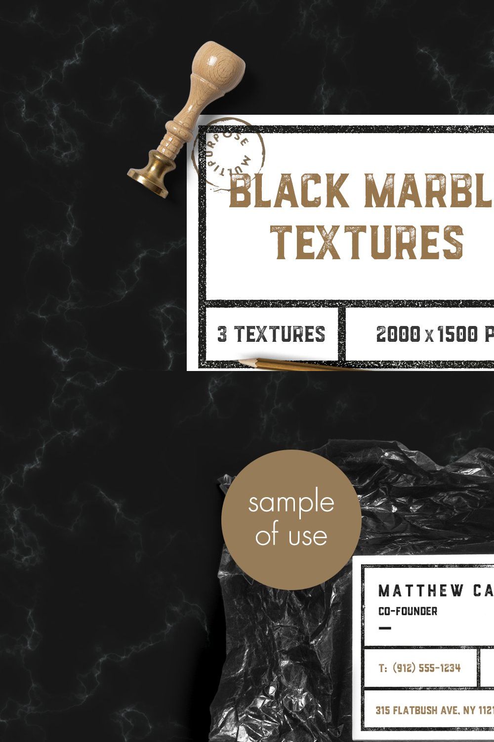 Black Marble Textures (Ext. license) pinterest preview image.