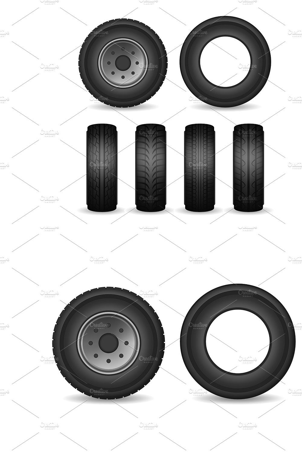 Black Rubber Tires and Car Wheels pinterest preview image.