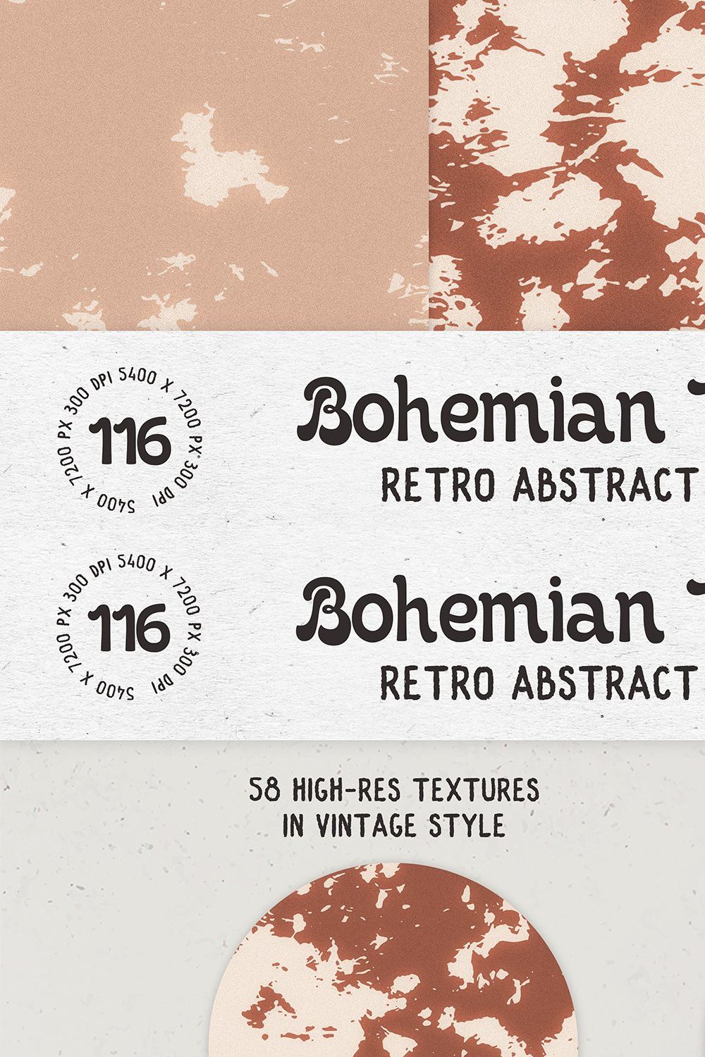 Bohemian TieDye Retro textures pinterest preview image.