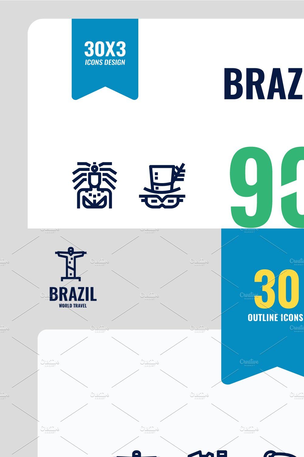 Brazil 90 Icons pinterest preview image.