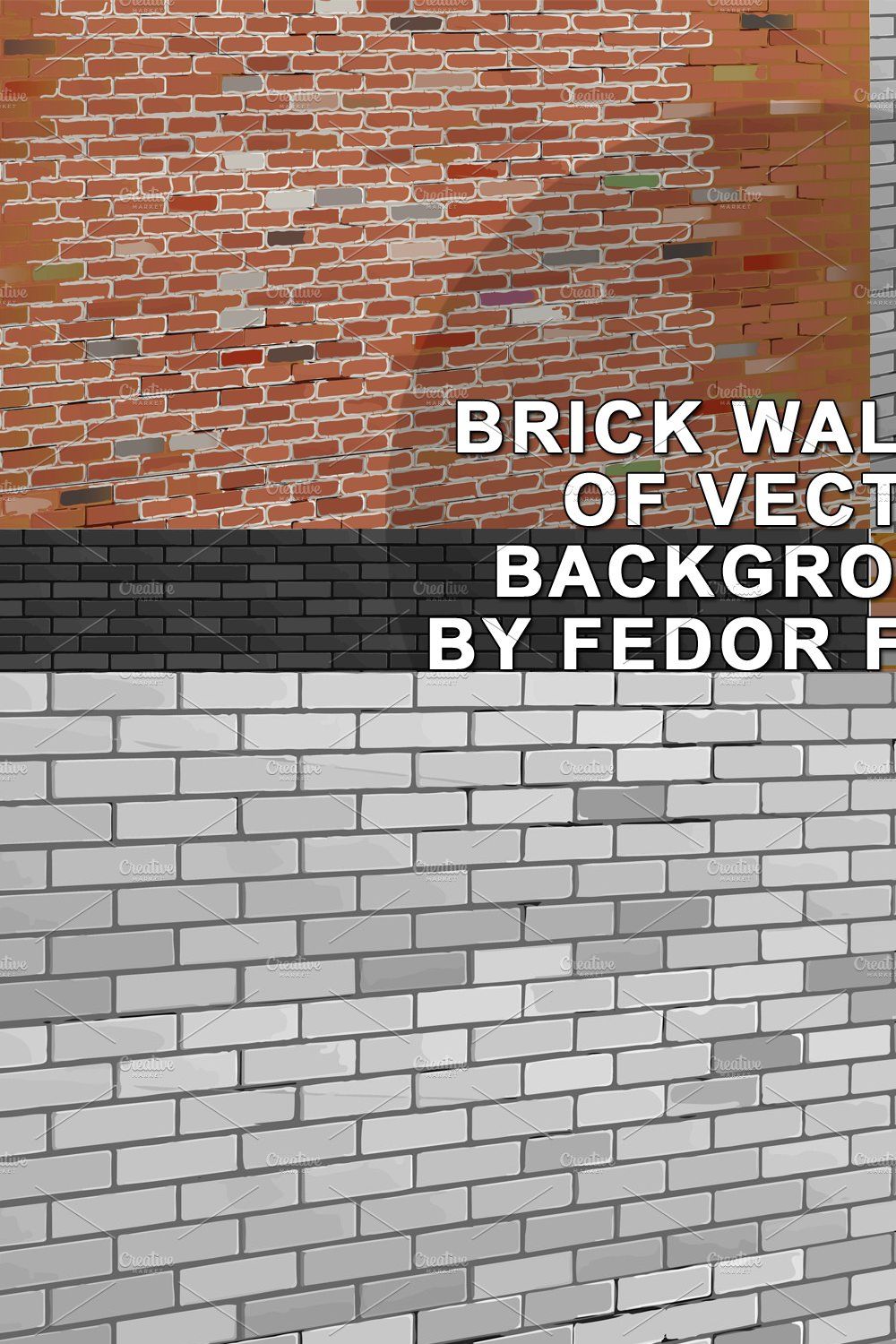 Brick wall set of vector backgrounds pinterest preview image.