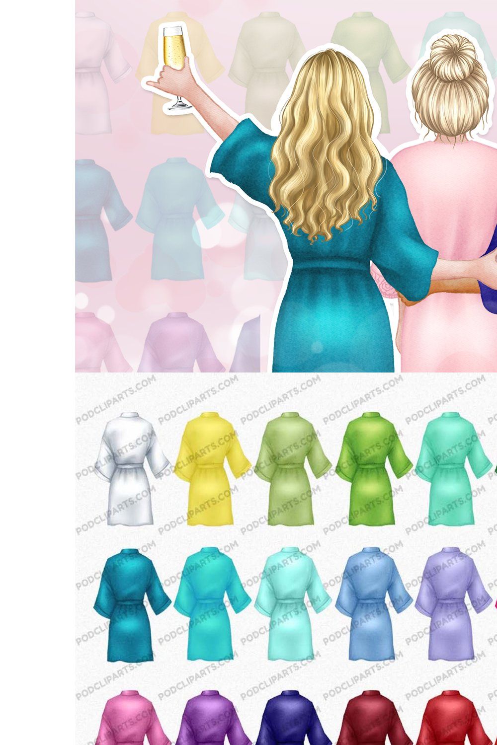 Bride And Bridesmaid Clipart PNG pinterest preview image.