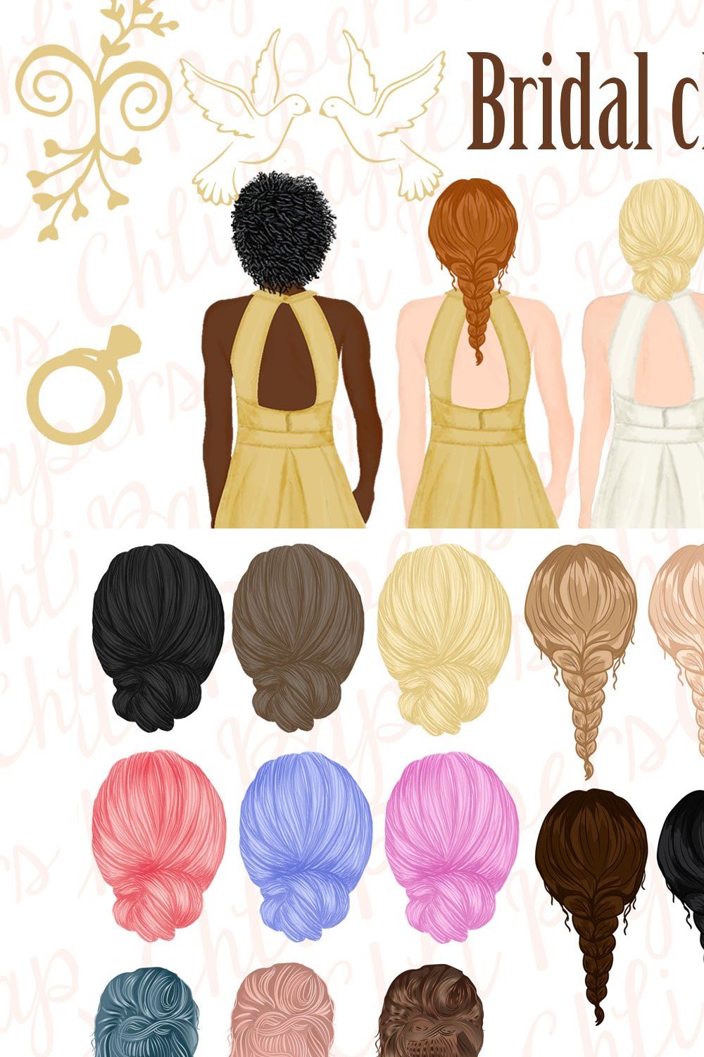 Bride and Bridesmaids clipart pinterest preview image.