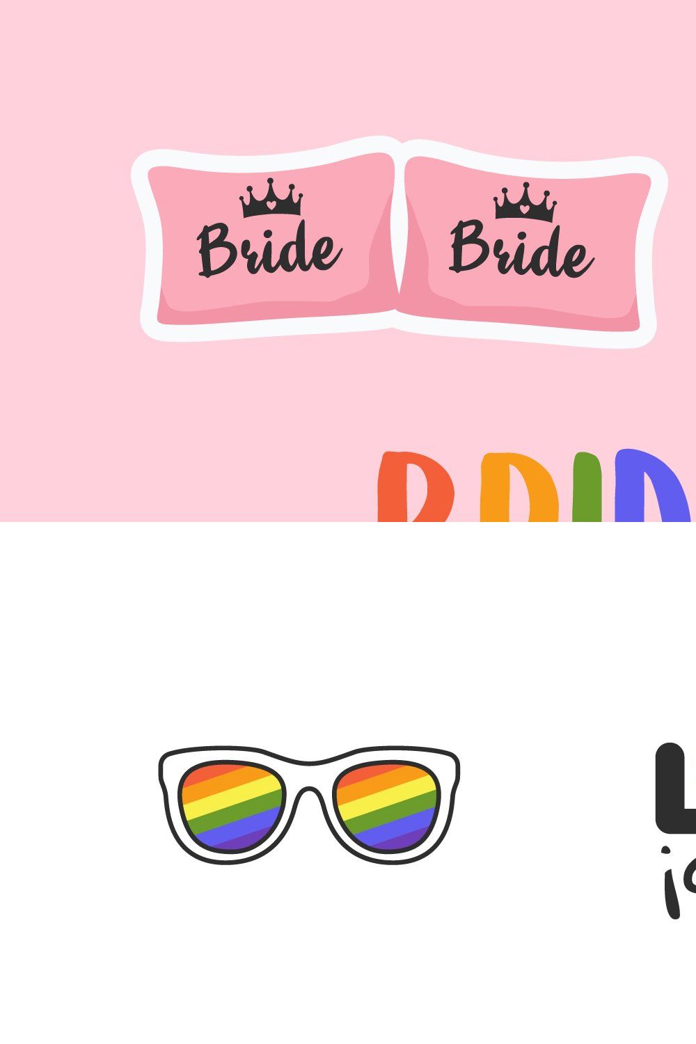 Bride Pride LGBT wedding vectors pinterest preview image.